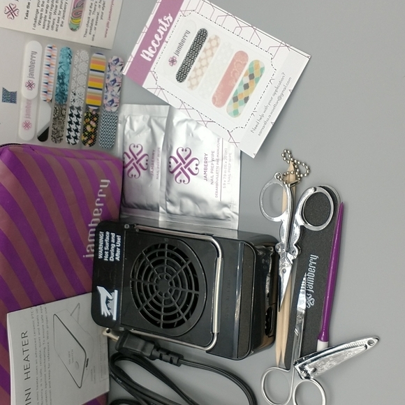 Jamberry Bundle with heater, sample nail wraps, scissors, files carrying case - Picture 2 of 5